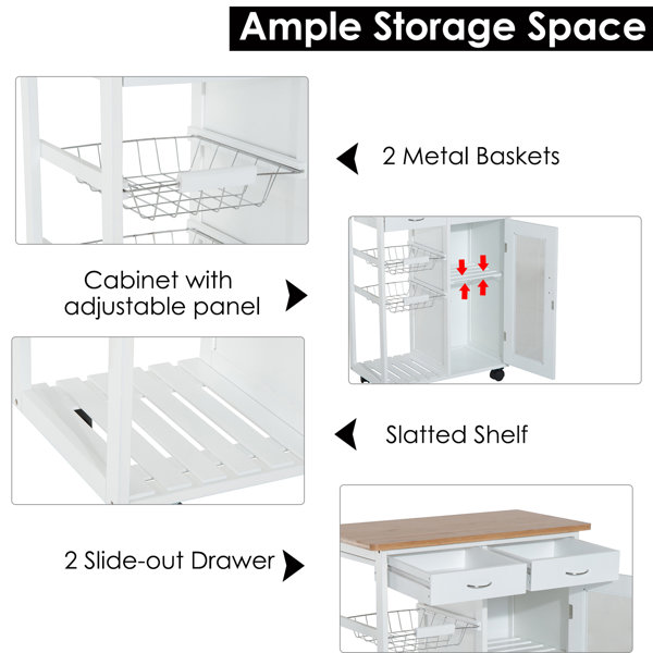 Winston Porter Etheridge Wood Kitchen Cart & Reviews Wayfair